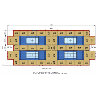 AIRE DE SECURITE "LONDON" POUR 4 TRAMPOLINES DE COMPETITION - FIG